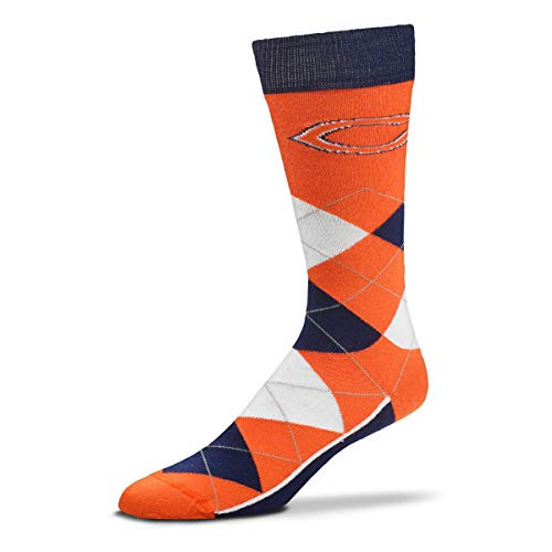 For Bare Feet - NFL Argyle Lineup Men s Crew Socks - One Size Fits Most -Chicago Bears-