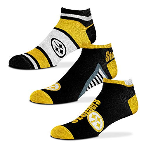 For Bare Feet - NFL Show Me The Money! - No Show Ankle Socks - 3 Pack -Pittsburgh Steelers  Medium -5-10--
