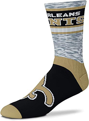 For Bare Feet New Orleans Saints Double Deuce Gray Knit Socks -Large 10-13-