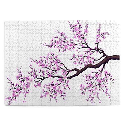 Jigsaw Puzzles for Adults 500 Piece Times Square Intelligence Decompression Fun Game Branch Of A Flourishing Sakura Tree Flowers Cherry Blossoms Spring Theme Art The Completed Puzzle Size 20.5 inchx15.1 inch