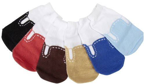 JazzyToes Baby 6 Pair Socks Deck Shoes - Boys  0-12 Months