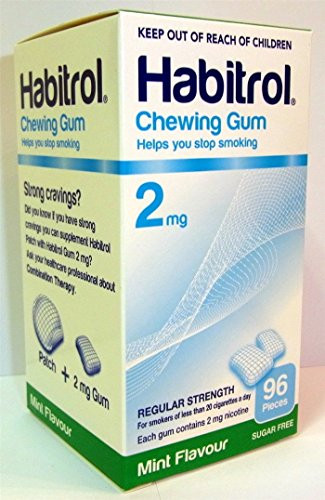 Habitrol Nicotine Quit Smoking Gum  2mg  Mint flavor coated gum. 96 pieces per box