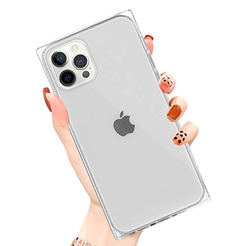 PERRKLD Compatible with iPhone 12 Pro Case iPhone 12 Case Square Soft TPU Bumper Slim Clear Transparent Reinforced Corners Shockproof Cover Phone Case for iPhone 12 Pro iPhone 12 6.1 Inch 2020-Clear