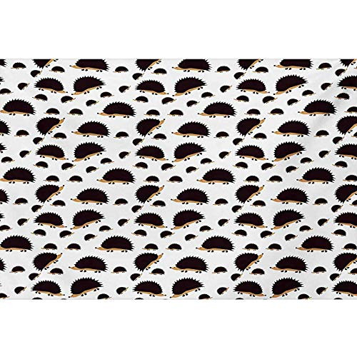 bybyhome Aquarium Background Sticker Hedgehog Disorderly Pattern with Repetitive Cartoon Porcupine Characters Seal Brown Pale Brown White Static Cling L24 X H24 Inch
