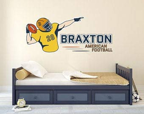 e-Graphic Design Inc Custom Name American Football - Baby Boy - Mural Wall Decal Sticker for Home Interior Decoration Car Laptop -R172-