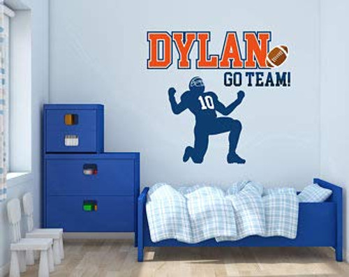 e-Graphic Design Inc Custom Name American Football - Baby Boy - Mural Wall Decal Sticker for Home Interior Decoration Car Laptop -R157-