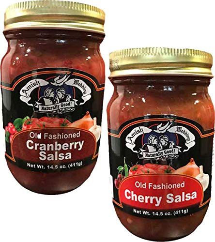 Amish Wedding Old Fashioned Cranberry Salsa  and  Cherry Salsa 14.5 oz. jars Variety 2 pack