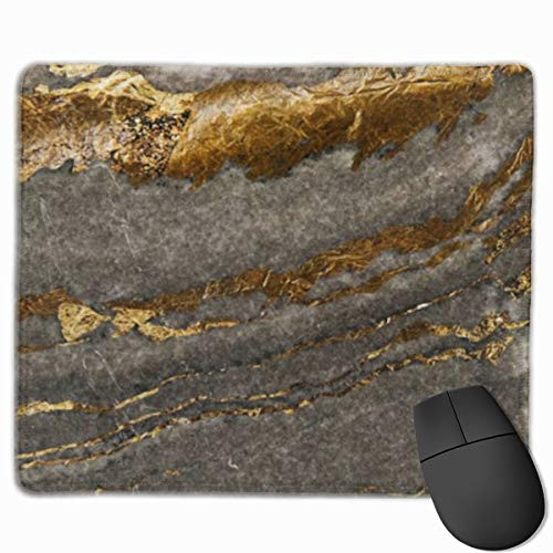 Mouse Pad Gold and Grey Marble Mousepad Non-Slip Rubber Gaming Mat Rectangle Mouse Pad