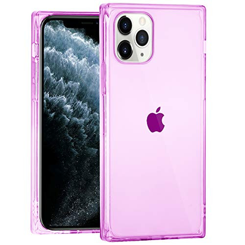 PERRKLD iPhone 11 Pro Max Case Square Soft TPU Bumper Slim Clear Transparent Reinforced Corners Shockproof Cover Phone Case for iPhone 11 Pro Max-Clear Pink -6.5 Inch  2019 Released-