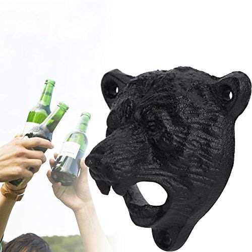 Bottle Opener 1Pc Cast Iron Bear Shape Wall Mounted Beer Soda Glass Bottle Cap Opener Kitchen Bar Tools Hot