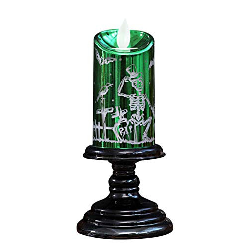 PRETYZOOM Flameless LED Candles Light Battery Operated LED Candle Electronic Candles Lamps for Home Bar Wedding Festival Party Decoration -Green-