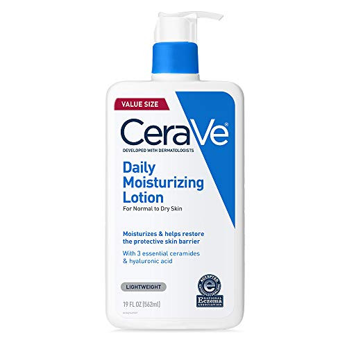 CeraVe Daily Moisturizing Lotion for Dry Skin - Body Lotion  and  Facial Moisturizer with Hyaluronic Acid and Ceramides - Fragrance Free - 19 Ounce