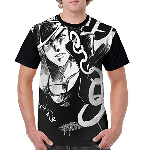 HALAZANA Jojos Bizarre Adventure Short Sleeve T Shirt for Men-M- Black