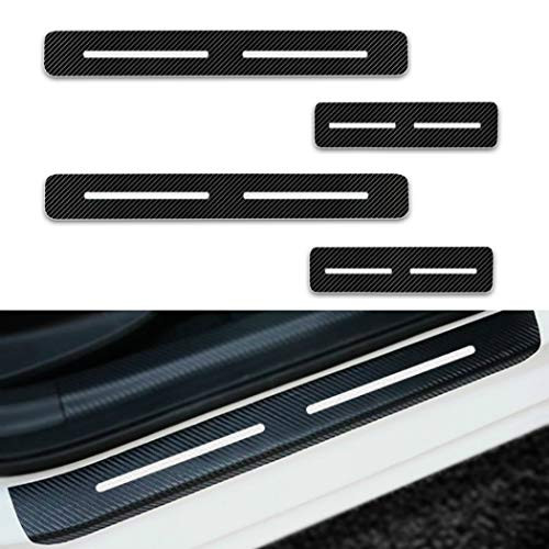 For HONDA None Nsx Nwgn Odyssey Pilot Door Sill Protector Reflective 4D Carbon Fiber Sticker Door Entry Guard Door Sill Scuff Plate Stickers Auto Accessories 4Pcs White