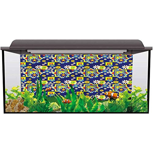 bybyhome PVC Aquarium Background Floral Spring Nature Daisy Blooms PVC Adhesive Decor Paper Cling Decals Poster L30 X H12 Inch