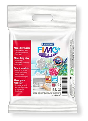 Staedtler FIMO Air Light Modeling Clay - Extra Light Weight Air Hardening Clay for Jewelry  Sculpting  Modelling  White  4.4 Oz 8041-0