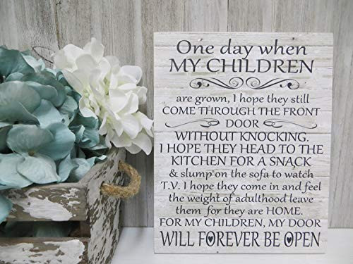 DKISEE One Day When My Children are Grown. Parents Parents Children Quote Sign 12x18 inch Wall Art Rustic Wood Sign Plaque Plank Wall Decoration