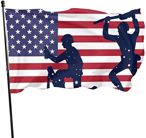 MOHUI American Flag and The Outline of Soldier Country Banner Flag Demonstration Flag Outdoor Garden Flag 3 X5 feet House Banner