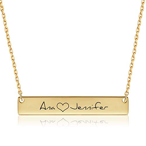 Personalized Bar Necklace 18K Gold Plated Engraved Name Necklace Custom Pendant Gift for Women Personalized Bar Necklace 18K Gold Plated Engraved Name Necklace Custom Pendant Gift for Women
