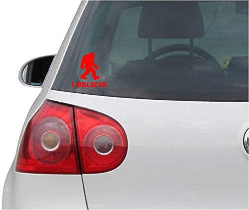 INDIGOS UG Sticker - Decal - JDM - Die Cut - Sasquatch I Believe Funny Bumper Sticker Big Foot - red - 127mmX127mm