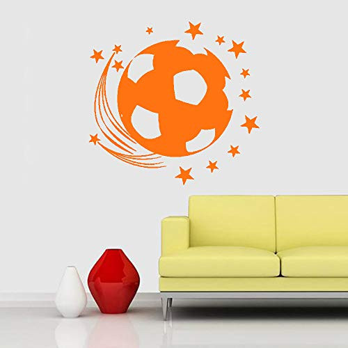Decorate Life Stars Soccer Football Wall Decal Sticker Art Vinyl Decor Removable PVC Decoration for Bedroom Kids Room -Orange-
