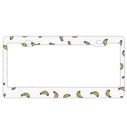 RSKKEYSEU Stainless Steel License Plate Frame Bananas Waterproof License Plate Covers Elegant Car Plate Frame Car Tag Frame