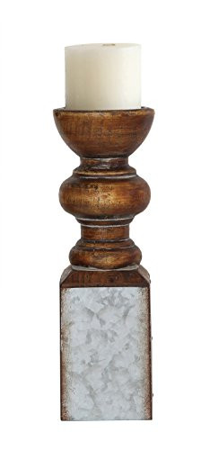 Creative Co-op Small Metal and Wood Pillar Holder
