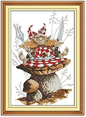 IGZAKER Cross Stitch Embroidery Sets Abstract Mushroom 11CT Pre-Printed Cross Stitch DIY Handmade Stamped Pattern Cross Stitch for Beginners Needlework Cross Stitch Kit-40x50cm