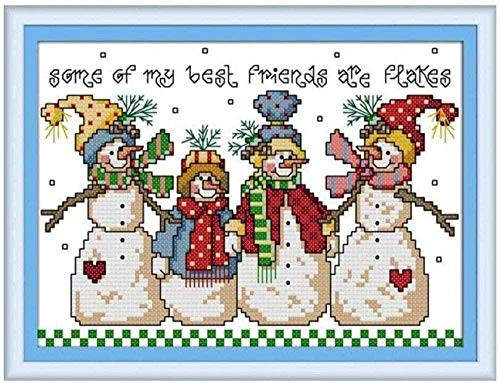 IGZAKER Cross Stitch Embroidery Sets Snowman 11CT Pre-Printed Cross Stitch DIY Handmade Stamped Pattern Cross Stitch for Beginners Needlework Cross Stitch Kit-40x50cm
