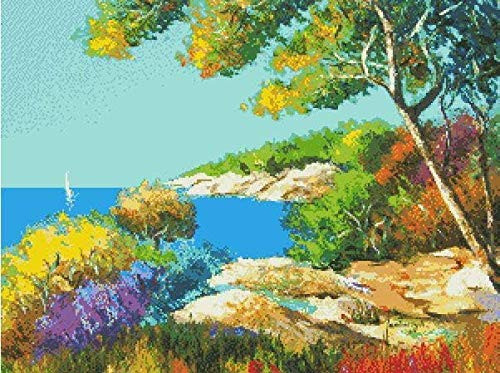 QLCUY Cross Stitch Embroidery Starter Kits Stamped Beginners Embroidery Oil 16x20inch Kids or Adults Pre-Printed Fabric DIY Embroidery Crafts Needlepoint Kit Cross Stitch Home Decor 11CT