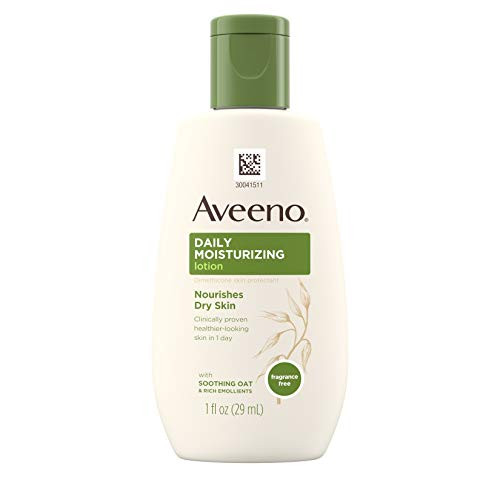 Aveeno Daily Moisturizing Body Lotion with Soothing Oat and Rich Emollients to Nourish Dry Skin, Fragrance-Free, 1 fl. oz- Pack of 36