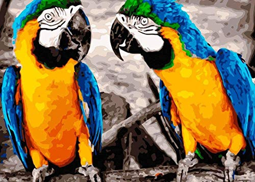 QLCUY Cross Stitch Embroidery Starter Kits Stamped Beginners Embroidery Blue Parrot 16x20inch Kids or Adults Pre-Printed Fabric DIY Embroidery Crafts Needlepoint Kit Cross Stitch Home Decor 11CT