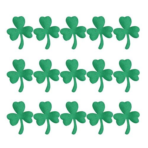Amosfun 200pcs Irish Clover Embroidered Patch Lucky Shamrock Iron On Sew On Ireland Emblem Badge Patches
