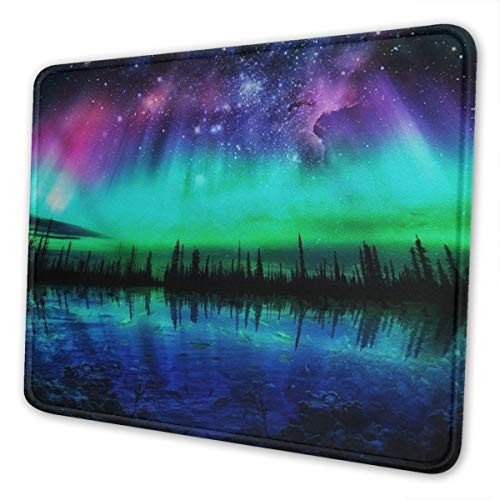 Northern Lights Mouse Pad with Stitched Edge  Premium-Textured Mouse Mat  Non-Slip Rubber Base Mousepad for Laptop  Computer  and  PC  10.3x8.3x0.03 inch