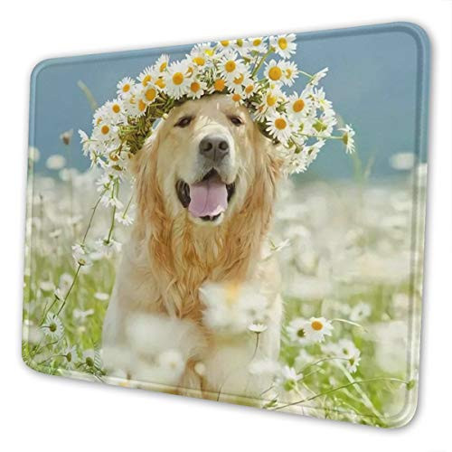 Golden Retriever Mouse Pad with Stitched Edge  Premium-Textured Mouse Mat  Non-Slip Rubber Base Mousepad for Laptop  Computer  and  PC  10.3x8.3x0.03 inch