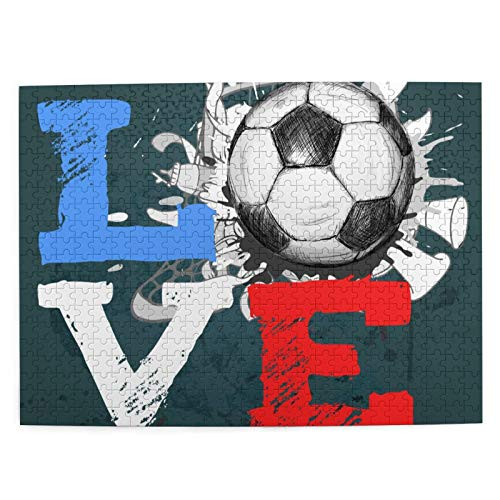 Curpubum Soccer Ball and Love Puzzle - Puzzles for Adults 500 Piece 500PCS Picture Puzzle Jigsaw Puzzle