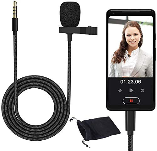 Mini Professional Lavalier Lapel Microphone Directivity Condenser Mic for iPhone 7 7 Plus 8 8 Plus 11 11 Pro  iPhone X XS XR  YouTube Vlogging Facebook Interview Livestream Video Recording -4.9ft-