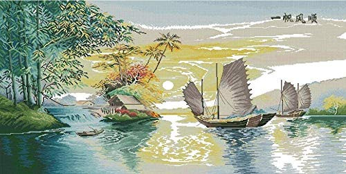 QLCUY Cross Stitch Embroidery Starter Kits Stamped Beginners Embroidery Smooth Sailing 16x20inch Kids or Adults Pre-Printed Fabric DIY Embroidery Crafts Needlepoint Kit Cross Stitch Home Decor 11CT QLCUY Cross Stitch Embroidery Starter Kits Stamped Beginners Embroidery Smooth Sailing 16x20inch Kids or Adults Pre-Printed Fabric DIY Embroidery Crafts Needlepoint Kit Cross Stitch Home Decor 11CT