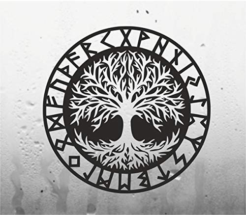 Lplop Cut Sticker Yggdrasil Tree of Life Rune Vinyl Decal Sticker Viking Norse Wall Bumper - 6 Inches Vinyl Decal - Wall Car Laptop Tablet Vinyl Decal Sticker