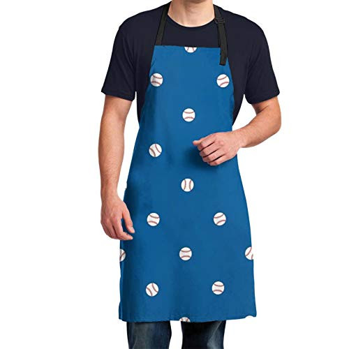 KZEMATLI Baseballs Dodger Blue Waterproof Oxford Cloth -Polyester- Apron?Chemical Resistant -Adjustable -Best for Dishwashing  Cooking? Lab Work
