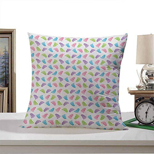 StarsART Bed Pillows Baby Children Footprints Pattern in Many Tones Abstract Design Infant Feet Illustration  Multicolor 26 inchx26 inch Bedding Gift