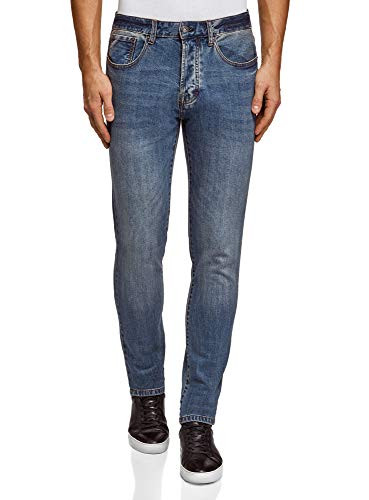 oodji Ultra Men s Basic Slim-Fit Jeans  Blue  30W   34L