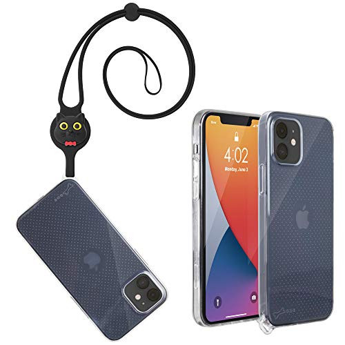Bone iPhone 12 Mini Case Lanyard  Silicone Lanyard Phone Case for iPhone 12 Mini 5.4 inch  Clear Transparent  Anti-Slip  Slim Fit  Anti-Yellowing- Miao Cat