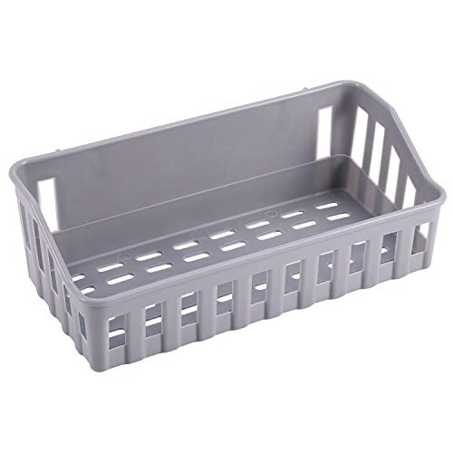 wivarra Bathroom Shelf Wall Mounted Storage Basket Punch Free Storage Rack Shower Organizer Kitchen Storage Holder Gray