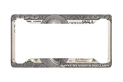 Lplpol Hundred Dollar Bill License Plate Frame  Hundred Dollar Bill Car Tag Frame  Hundred Dollar Bill License Plate Holder