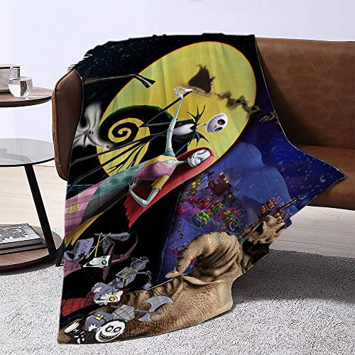 Hidreama Jack Skellington Sally Throw Blanket Soft Fleece Flannel Lightweight Blanket for Couch Sofa?Bed 50 inchX40 inch for Kids