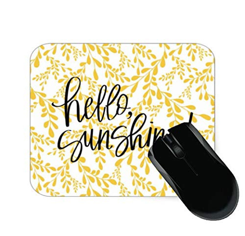 Hello Spring Yellow Leaf Mouse Pad 11.8 X 9.8 in