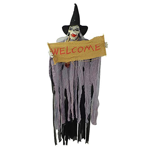 Jeash Halloween Scary Horror Haunted House Light Costume Skull Witch Dress up Prop Cosplay Costume -Purple-