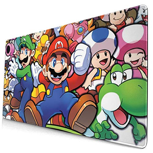 Mario Mouse Pad with Stitched Edge Premium-Textured Mouse Mat Rectangle Non-Slip Rubber Base Oversized Gaming Mousepad for Laptop Computer  and  Pc 15.8x29.5 Inches