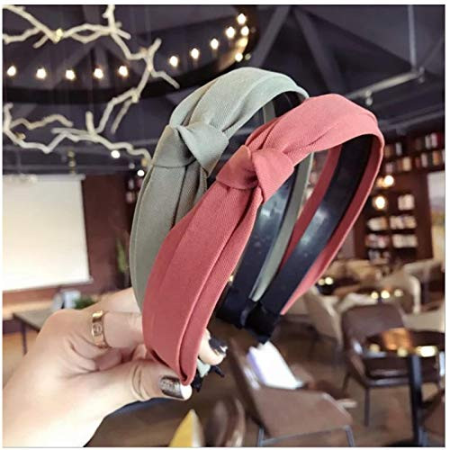 ASLKUYT hair accessories solid color fabric double side knotted bow with teeth non-slip hairband headband hair band women 2pcs ASLKUYT hair accessories solid color fabric double side knotted bow with teeth non-slip hairband headband hair band women 2pcs